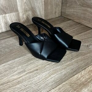 Women's Dream Pairs High Heel Mule‎ Square Toe Slip On, Black, Size 6.5